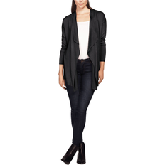 Ellos Draped Open Front Cardigan - Black