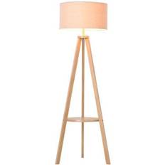 Plastic Floor Lamps Homcom Bedside Cream/Natural Wood Floor Lamp 154cm