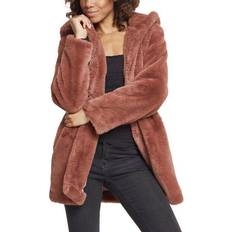 3XL Mäntel Urban Classics Hooded Teddy Winter Coat - Pink