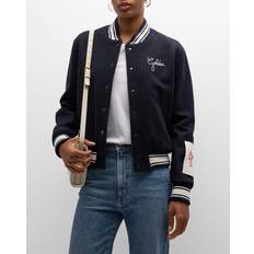 GOLDEN GOOSE Wool Bomber Jacket - Dark Blue/White
