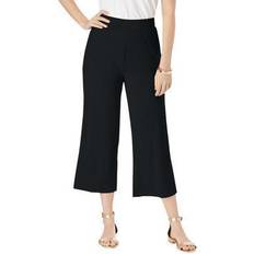 Jessica London Pants & Shorts Jessica London Plus Women's Everyday Knit Wide-Leg Crop Pant in Black Size 22/24 Soft & Lightweight