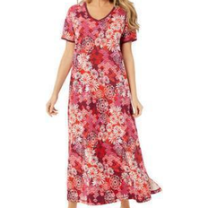 Nightgowns Dreams & Co Long T-Shirt Lounger - Pomegranate Floral