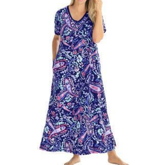 Blue Nightgowns Dreams & Co Long T-Shirt Lounger - Navy Paisley