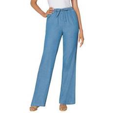 Woman Within Pants Woman Within plus petite drawstring denim wide-leg pant pants