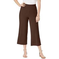 Jessica London Pants & Shorts Jessica London Plus Women's Everyday Knit Wide-Leg Crop Pant in Chocolate Size 14/16 Soft & Lightweight