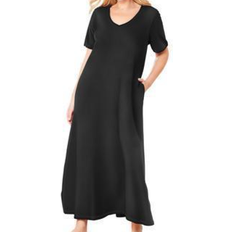 Nightgowns Dreams & Co Long T-Shirt Lounger - Black