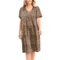 Brown - Women Nightgowns Dreams & Co Print Sleepshirt - Classic Leopard