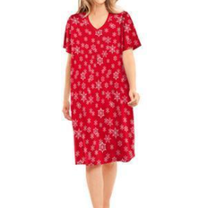 3XL Nightgowns Dreams & Co Print Sleepshirt - Classic Red Winter Snow