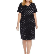 3XL Nightgowns Dreams & Co Print Sleepshirt - Black Dot