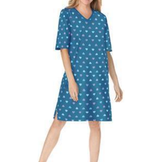 3XL Nightgowns Dreams & Co Print Sleepshirt - Deep Teal Hearts