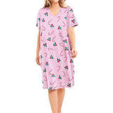 3XL Nightgowns Dreams & Co Print Sleepshirt - Pink Candy Cane