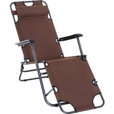 Adjustable Backrest Patio Chairs OutSunny 84B-043BN - Brown Reclining Chair