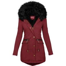 Fleece - Women Coats Lugogne Women's Winter Hooded Coat - Wine