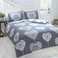 MCU Scandi Heart Påslakan Silver, Grå (200x135cm)