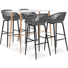 Blanc Ensembles de Bar d'Extérieur vidaXL 5 pcs Meubles de Pub Mobilier de Bistrot Ensemble de Bar d'Extérieur