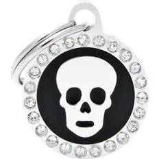 MyFamily Fugle & Insekter Kæledyr MyFamily Glam "Skull Black Circle Strass" ID Tag