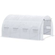 Plastic Freestanding Greenhouses OutSunny Polytunnel Greenhouse 4x3m Stainless steel Plastic