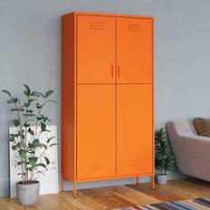 Orange Clothing Storage vidaXL Orange Steel Wardrobe 90x180cm