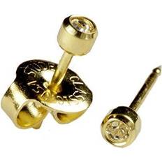 Ear piercing earrings short post baby studs gold clear gem studex system hypo