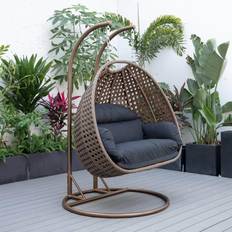 Brown Outdoor Hanging Chairs Leisuremod Mendoza Double Swing