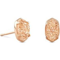 Beige Earrings Kendra Scott Emilie Rose Gold Stud Earrings in Sand Drusy One