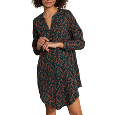 Dusk Floral Print Asymmetric Tunic Dress - Dark Green