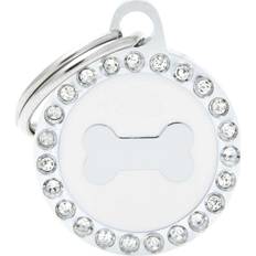 Glam "Bone White Circle Strass" ID Tag