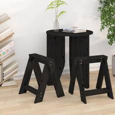 VidaXL Tabourets de bar vidaXL Tabourets Lot 2 Noir 40x40x45 cm Bois Massif De Pin Tabouret de bar