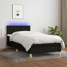 90cm Lits Continentaux vente vidaXL Sommier À Lattes de Matelas Et LED Lit Rembourré 90x190 cm Tissu Lit Continental