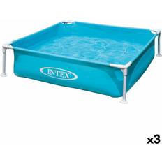 Piscinas Inflables Intex Kinderbecken Mini Frame Blau karriert 342 L 122 x 30 x 122 cm 3 Stück