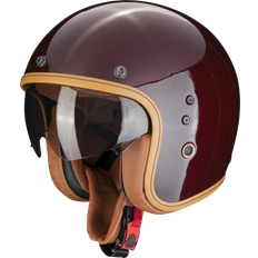 M Casques de moto Scorpion Casque jet Belfast Carbon evo SOLID Rouge