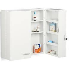 Santé Relaxdays Armoire à pharmacie XXL en métal blanc 11 compartiments 53x53x20cm Blanc