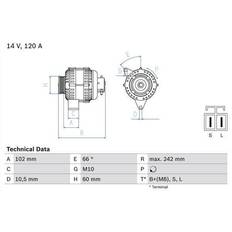 Gasolina Generadores Bosch 0 986 049 550 Alternador 14V 120A