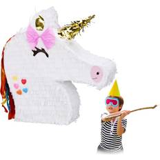 Enhörning Pinata, för upphängning, barn, flickor, födelsedag, enhörning, pinata, för självfyllning, piñata, vit