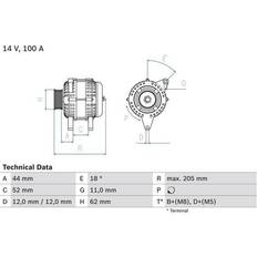 Bosch Générateurs Bosch 0 986 049 231 14V 100A Stilo 3/5 Portes Doblo I Break Punto II 3/5 Portes