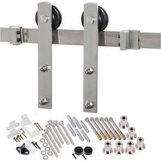 Gate TRUporte 8 ft. Premium Stainless Steel Interior Modern Country Rustic Wood Barn Door Closet Hardware Kit, Silver