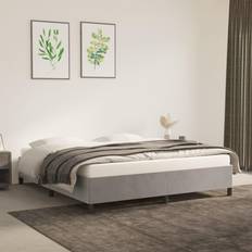 Senge & Madrasser vidaXL Uden Madras Lysegrå 160x200 cm Fløjl Sengeramme