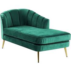 Beliani Chaise Longue Sinistra In Velluto Verde Smeraldo Allier Divano