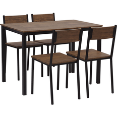 Beliani Set da Pranzo Beliani Color Legno Scuro Nero 4 Posti 110 x 70 cm Set da Pranzo