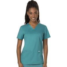 Work Vests Cherokee Women's V-Neck Top, Teal Blue