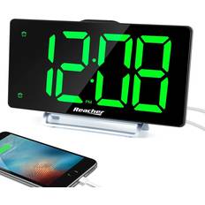 Alarm Clocks Large alarm clock 9" led digital display dual alarm with usb charger port 0-1