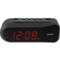 Alarm Clocks Sharp Digital Alarm Clock Black Case Red Display Ascending Alarm