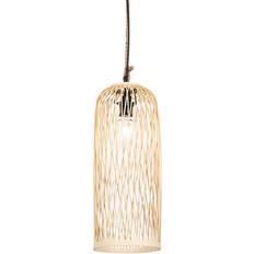 QAZQA Landlig Udendørs Hængelampe Rattan 25 cm Pendel