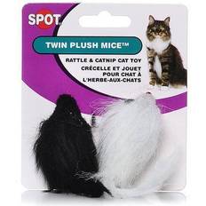 Twin Plush Mice With Rattle & Catnip 4.5" 2/Pkg-White & Black