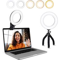 Video conference lighting kit, ring light clip on laptop monitor with 5 dimma