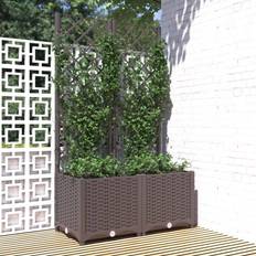 Plantekasse med espalier vidaXL Plantekasse espalier 80x40x136 PP brun Plantekasse