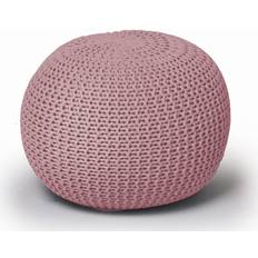 Urban Shop Rundstrick-Pouf, Hellrosa Sitzpuff