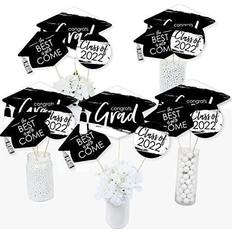 Confeti Big Dot of Happiness Black and White 2024 Graduation Party Centerpiece Sticks Set 15