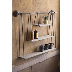 Wood and metal shelves 3 tier wood metal triple