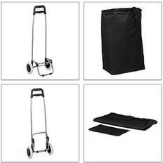 Folding Shopping Trolley Grocery Tote With Wheels - Black
